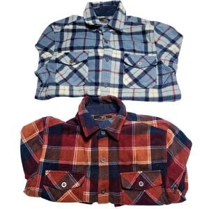 Freedom Foundry Dry Goods Co. Men's Flannel Fleece Shirts Lot Of 2 - Red & Blue